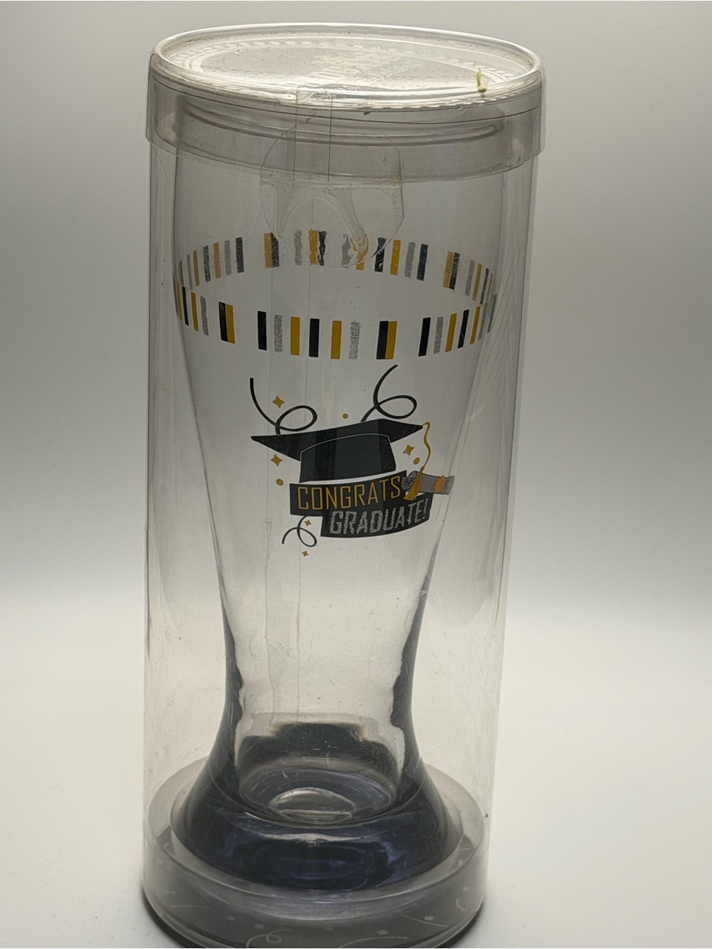 Clear Graduation Tumbler with Black and Gold Accents